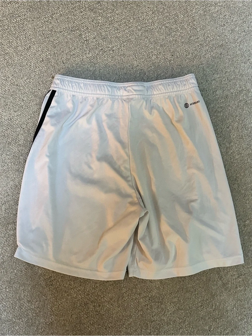 adidas White Men’s Athletic Shorts with Black Stripes